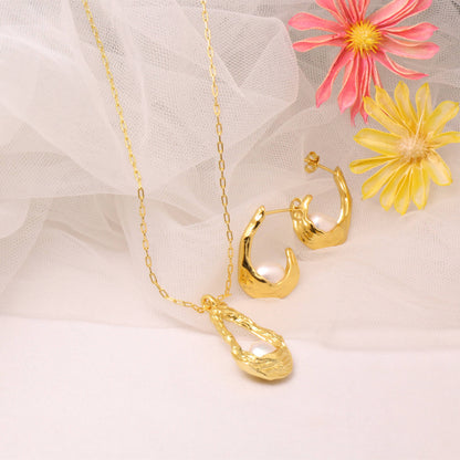 24k Gold Plated Hypoallergenic Irregular Freshwater Pearls Jewelry Set
