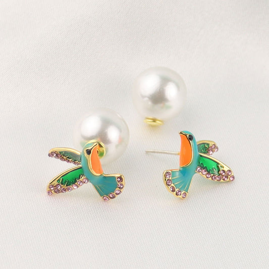 24K Gold Plated Necklace Earrings With Diamonds Hummingbird
