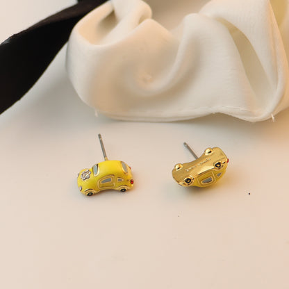 24K Solid Gold Plated Beetle Car Earrings