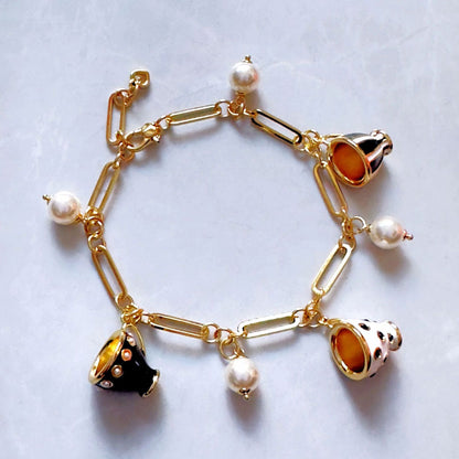 24K Solid Gold Plated Diamond Cups Necklace Earrings