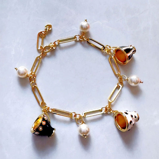 24K Solid Gold Plated Diamond Cups Necklace Earrings