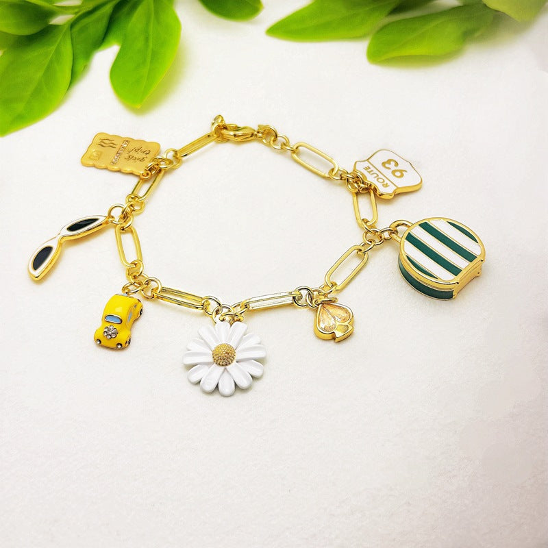 24K Solid Gold Plated Daisy Necklace Bracelet