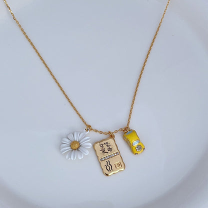 24K Solid Gold Plated Daisy Necklace Bracelet
