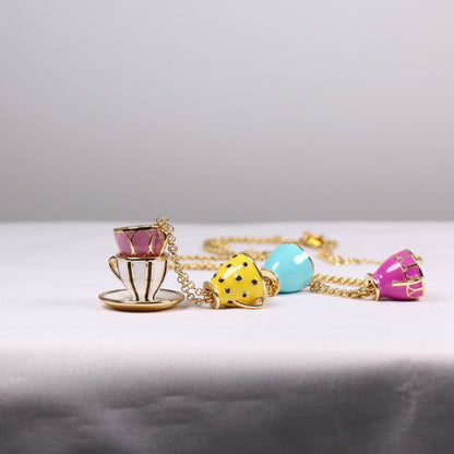 24K Solid Gold Plated Enamel Cup Necklace