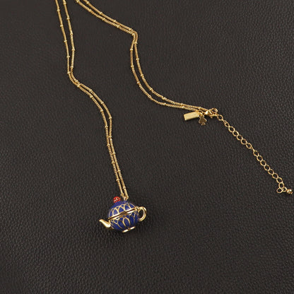 24K Solid Gold Plated Enamel Cups Necklace Earrings