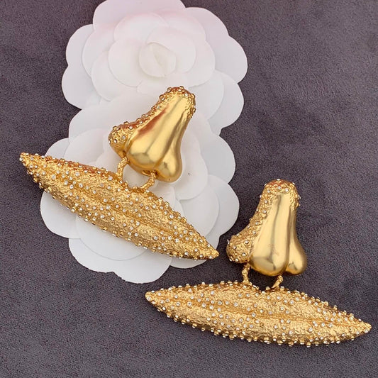 24K Solid Gold Plated Mouth Nose Earrings