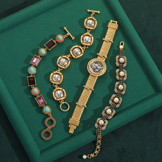 Vintage Jewelry Colorful Crystal Gems Bracelet