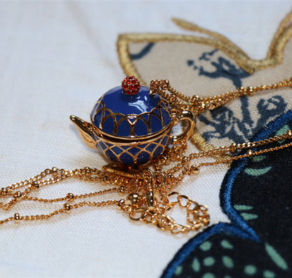 24K Solid Gold Plated Enamel Cups Necklace Earrings