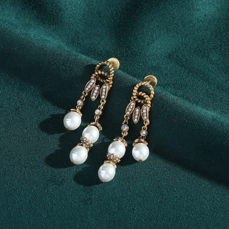 Vintage Earrings Gold Royal Freshwater Pearl Jewelry
