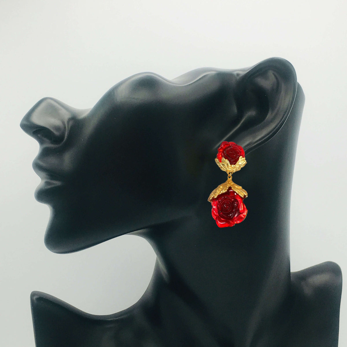 Vintage Jewelry Set Red Earrings Necklace Bracelet