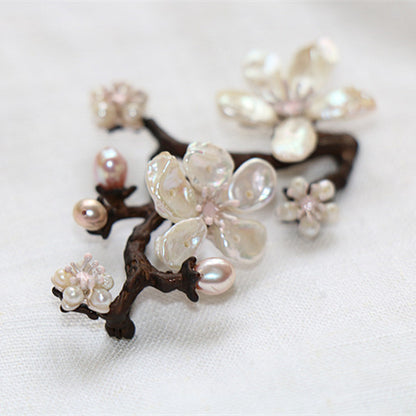 Genuine Irregular Baroque Pearls Brooch 24k Gold Plated Jewelry