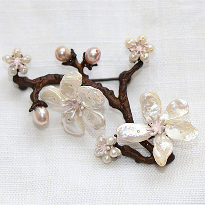 Genuine Irregular Baroque Pearls Brooch 24k Gold Plated Jewelry