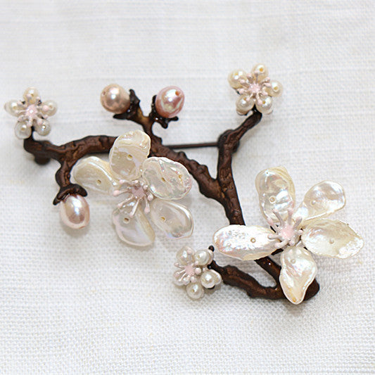 Genuine Irregular Baroque Pearls Brooch 24k Gold Plated Jewelry