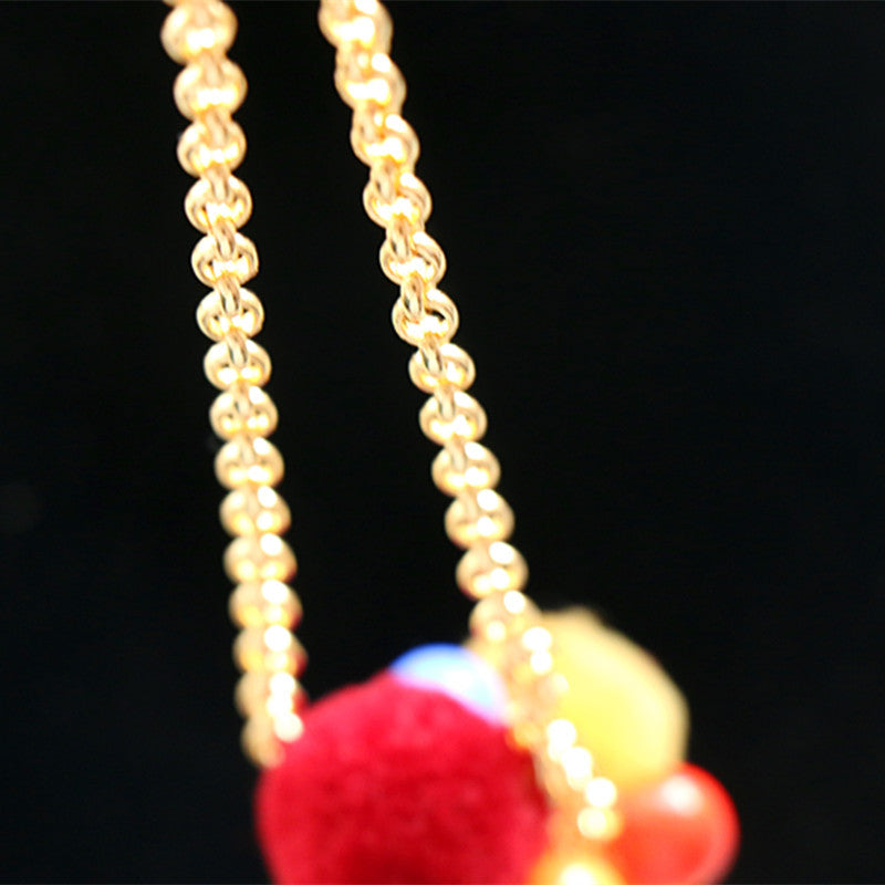 24K Solid Gold Plated Camel Pendant Necklace With Plush Balls