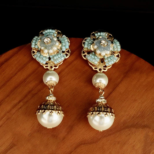 Braided Pearls Golden Earrings Hypoallergenic Gorgeous Jewelry