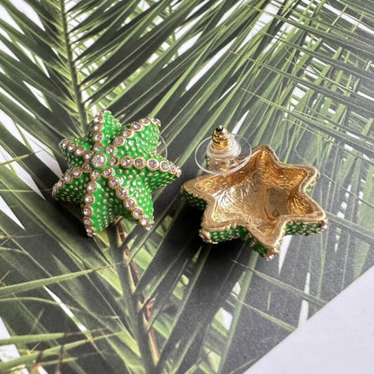 Cactus Earrings with Full Diamond Hypoallergenic Stud Earrings