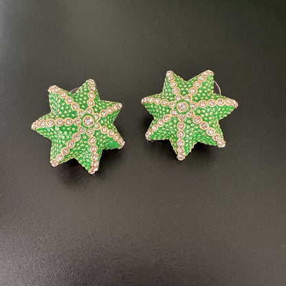 Cactus Earrings with Full Diamond Hypoallergenic Stud Earrings