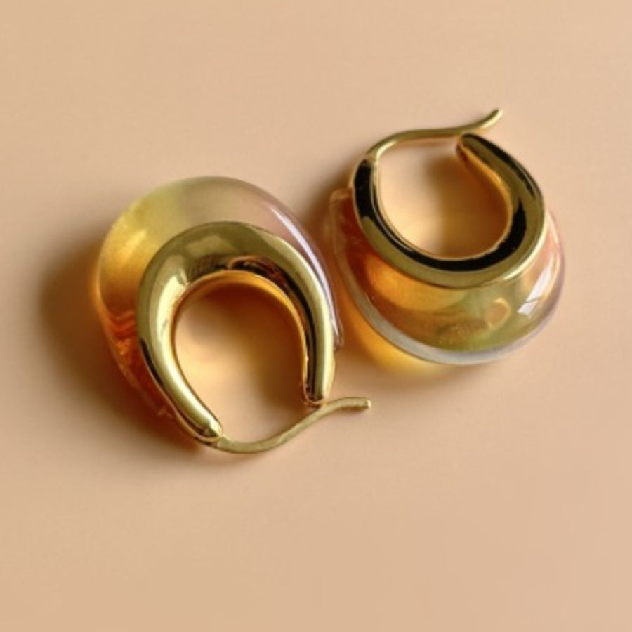 Copper Gold Plated Gradient Resin Hoop Earrings