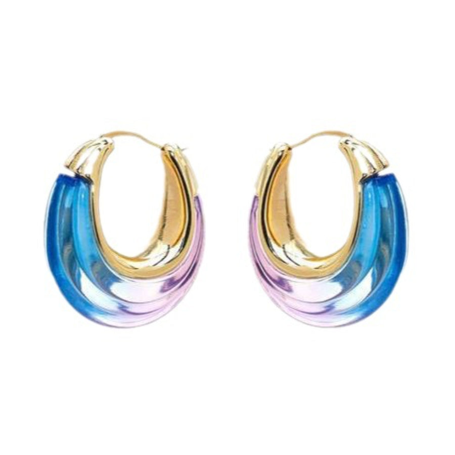 Copper Gold Plated Gradient Resin Hoop Earrings