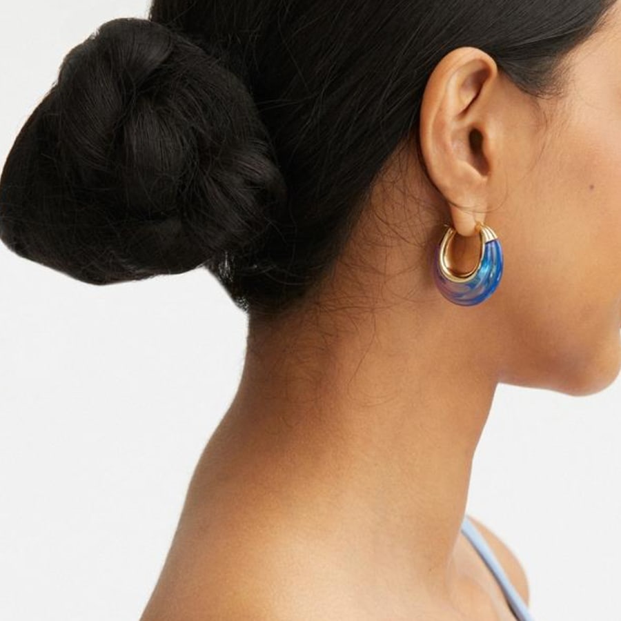 Copper Gold Plated Gradient Resin Hoop Earrings