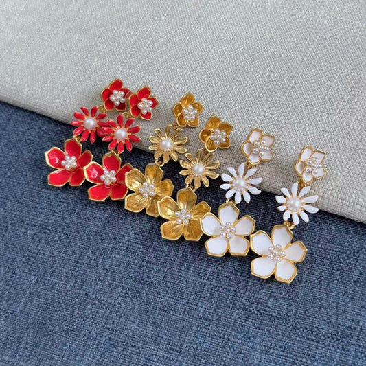 Cottagecore Floral Vintage Chandelier Earrings Hypoallergenic Brass Gold Plated Earring Everyday Upgrade