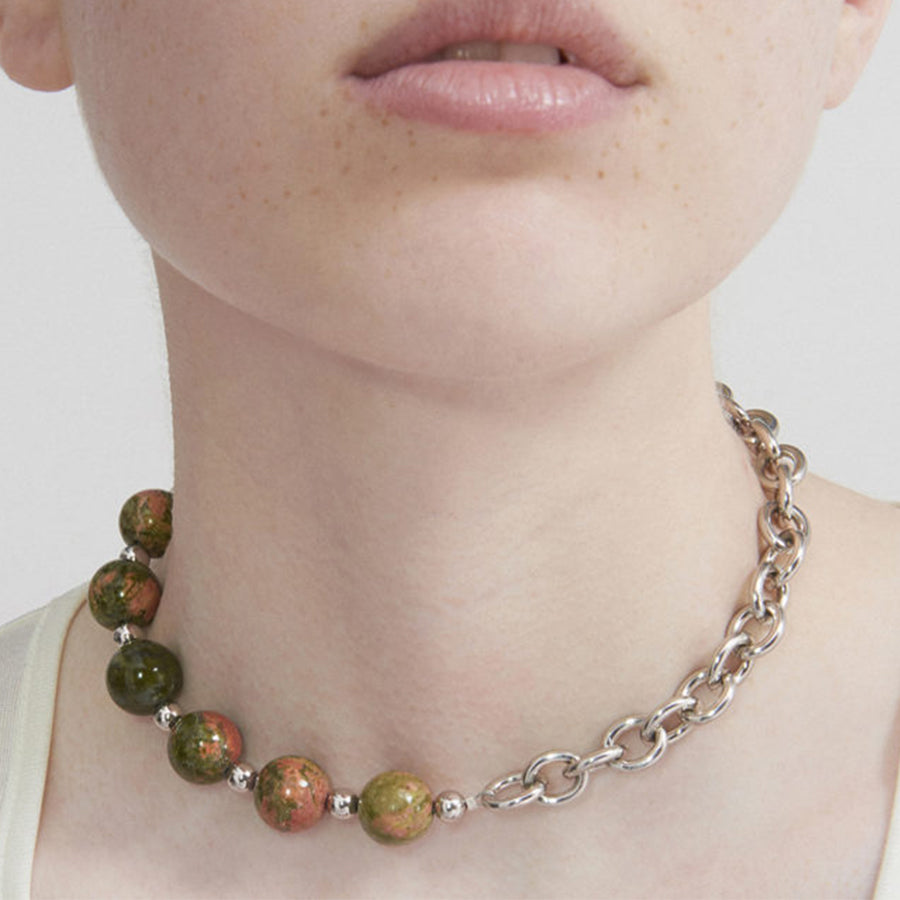 Crystal Gems Beads Necklace Bracelet Earrings Jewelry Set