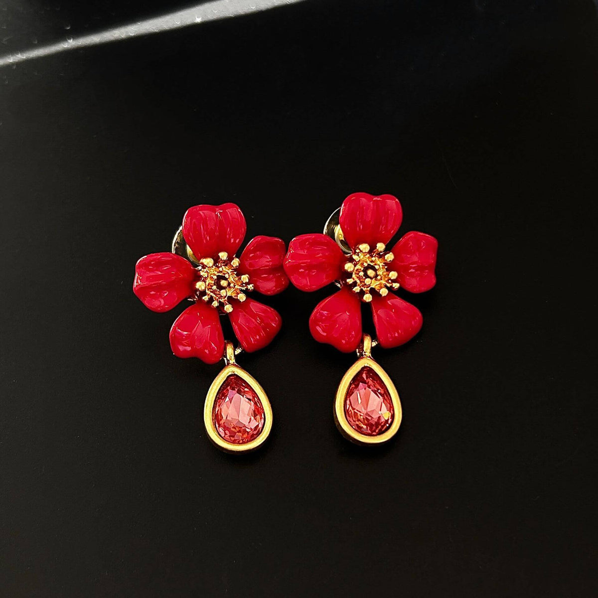 Vintage Jewelry Diamond Flower Drop Earrings