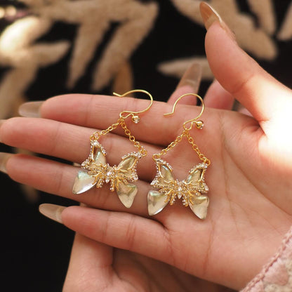 Vintage Jewelry Pearl Butterfly Earrings