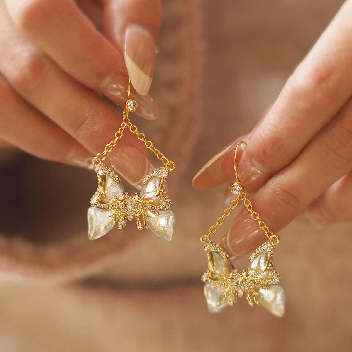 Vintage Jewelry Pearl Butterfly Earrings