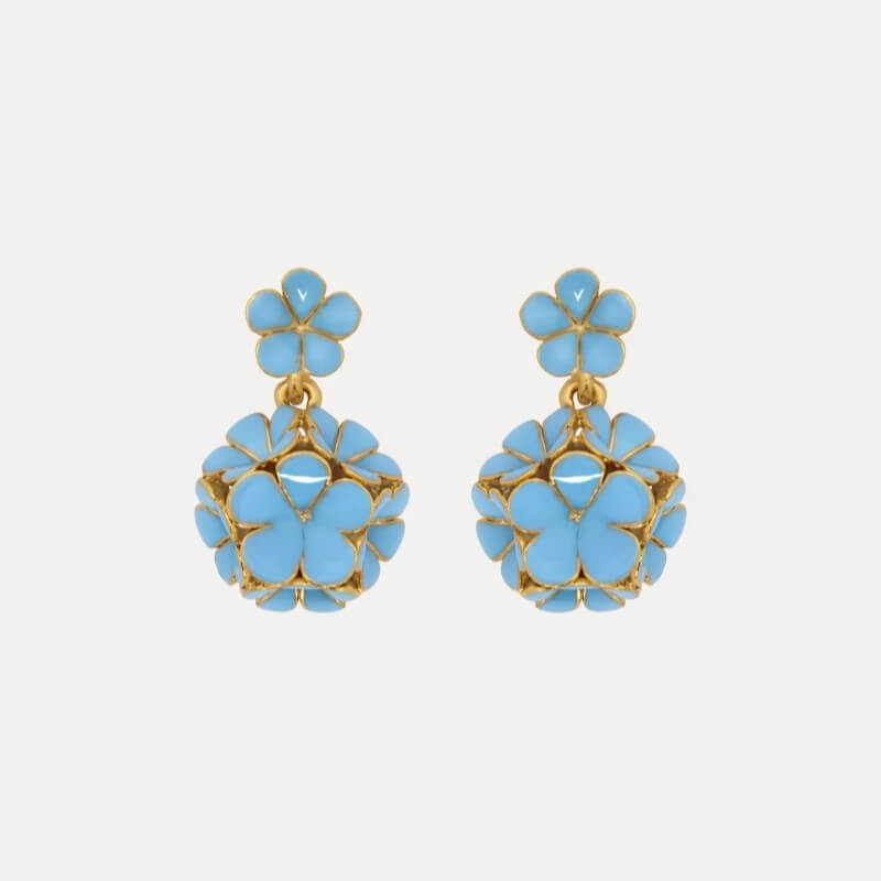 Vintage Jewelry Diamonds Flower Drop Earrings