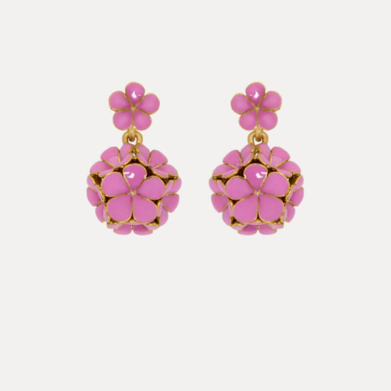 Vintage Jewelry Diamonds Flower Drop Earrings