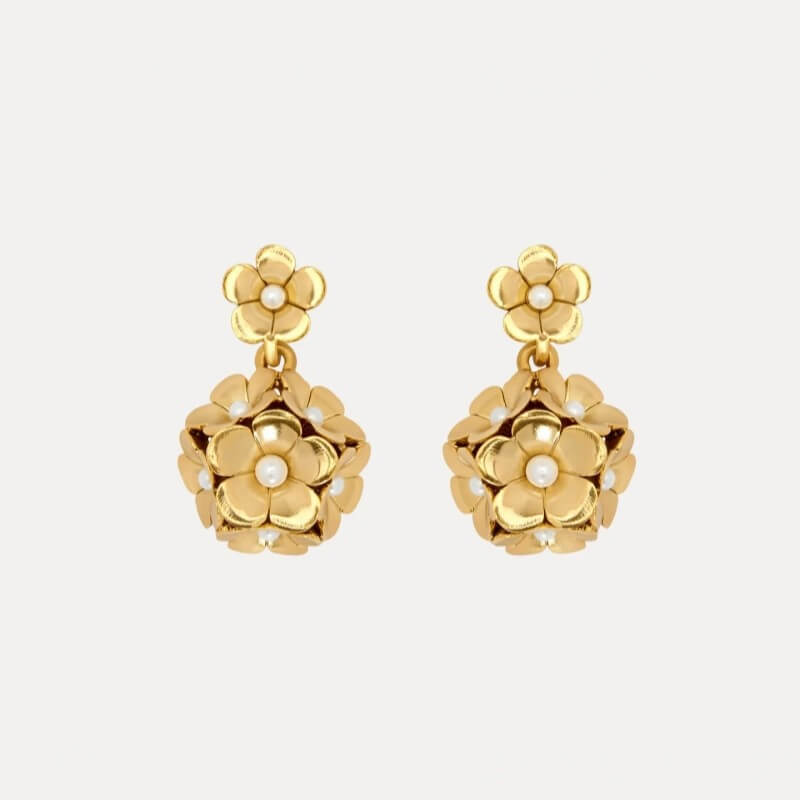Vintage Jewelry Diamonds Flower Drop Earrings
