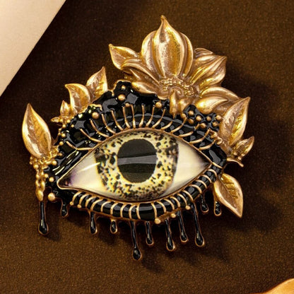 Vintage Jewelry Floral Huge Eye Brooch