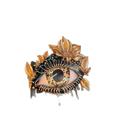 Vintage Jewelry Floral Huge Eye Brooch