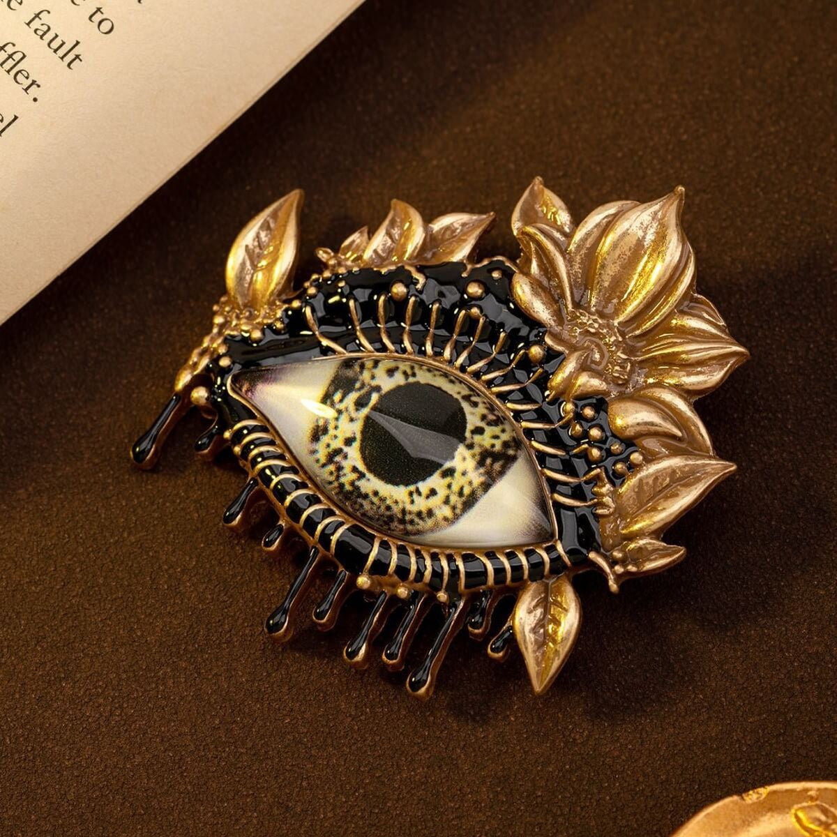 Vintage Jewelry Floral Huge Eye Brooch