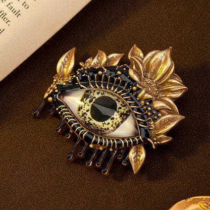 Vintage Jewelry Floral Huge Eye Brooch