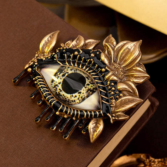 Vintage Jewelry Floral Huge Eye Brooch