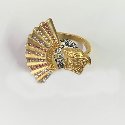 Gold Diamonds Fan Shape Hypoallergenic Jewelry Set