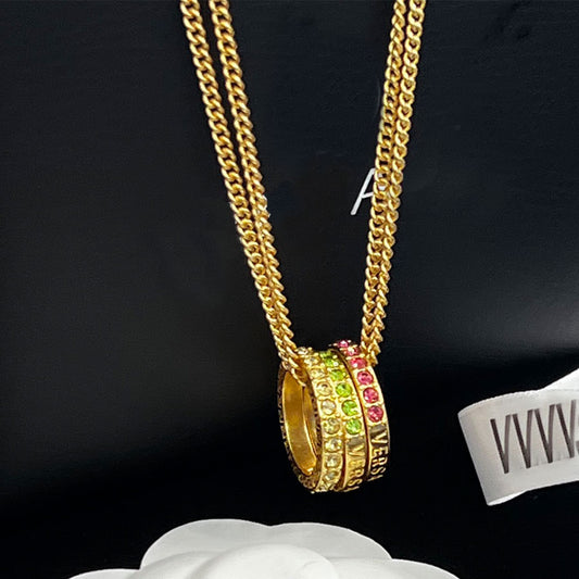 Gold Diamonds Necklace Ring Hypoallergenic Gorgeous Jewelry Set