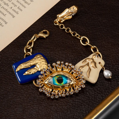 Gold Plated Evil Eye Enamel Jewelry Set, Hypoallergenic Brass