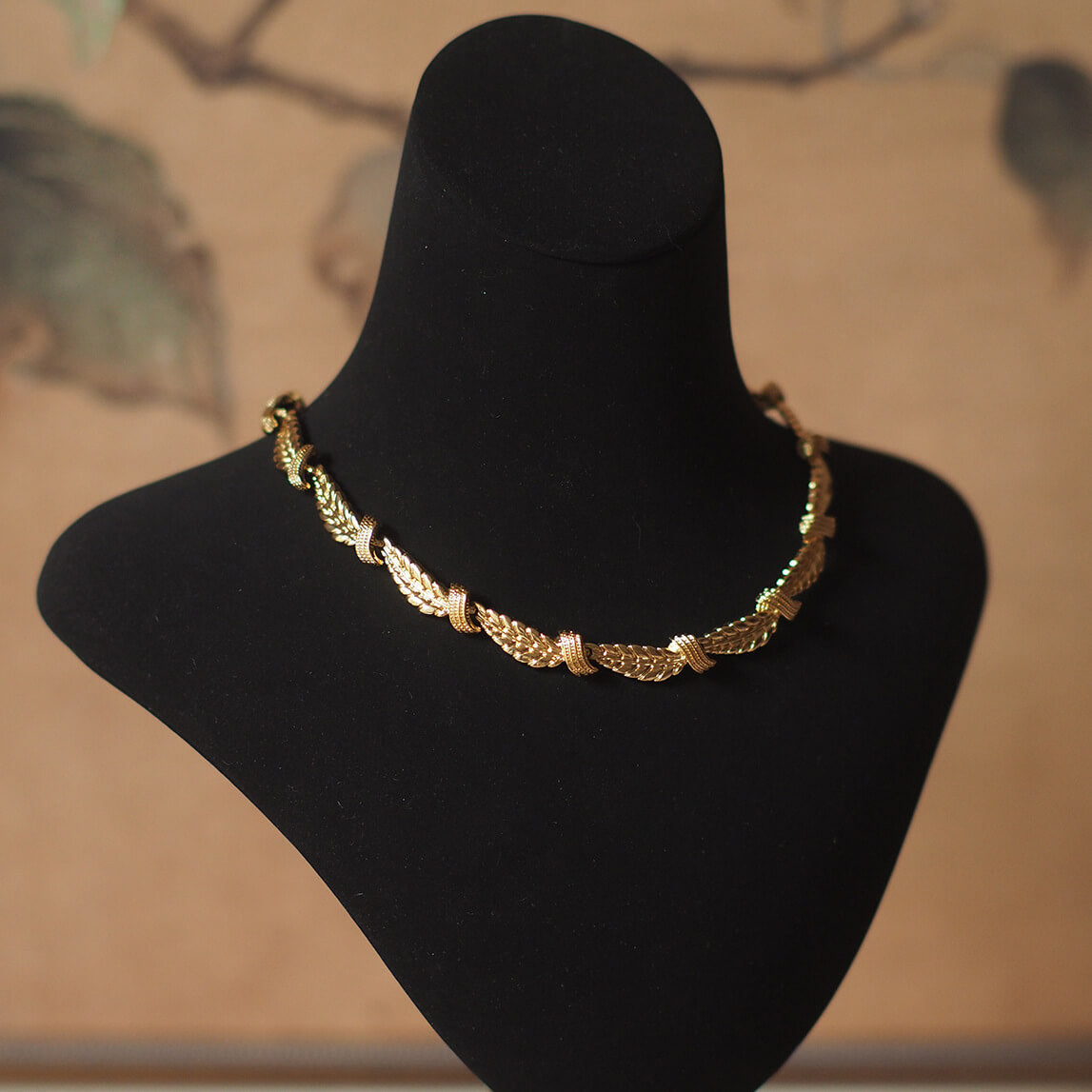 Vintage Jewelry Gold Wheat Ears Necklace