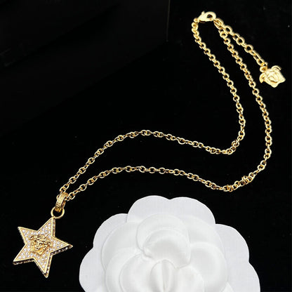 Gold Diamonds Necklace Hypoallergenic Gorgeous Stars Earrings Hairpin Ring Jewelry Set