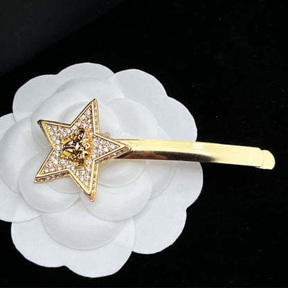 Gold Diamonds Necklace Hypoallergenic Gorgeous Stars Earrings Hairpin Ring Jewelry Set
