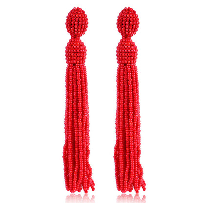 Handmade Beads Tassel Earrings