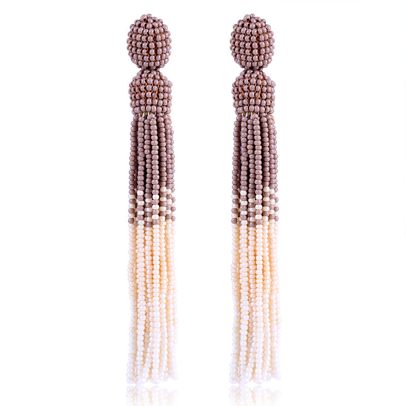 Handmade Beads Tassel Earrings