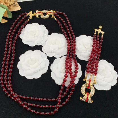 Vintage Jewelry Set Glass Necklace