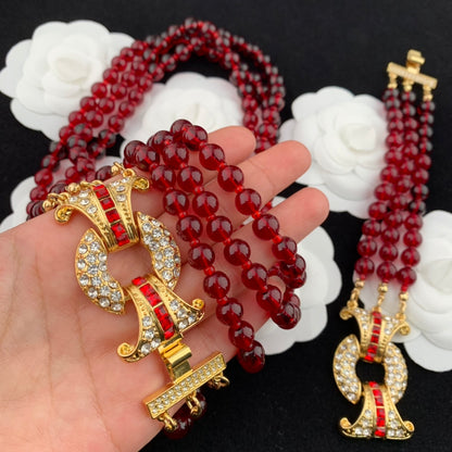 Vintage Jewelry Set Glass Necklace