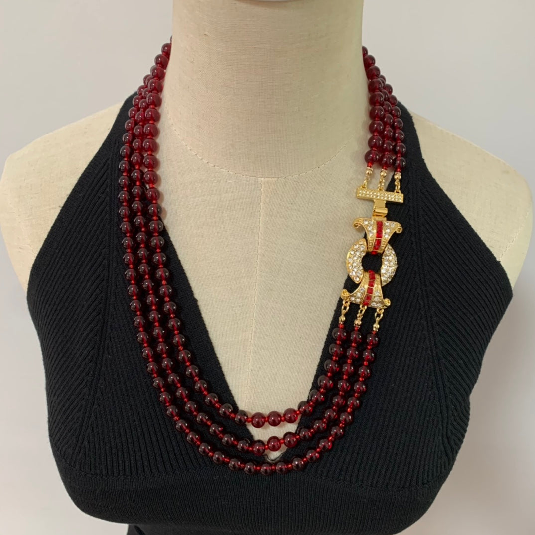 Vintage Jewelry Set Glass Necklace