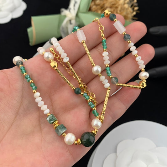 Vintage Jewelry Set Pearl Necklace Bracelet