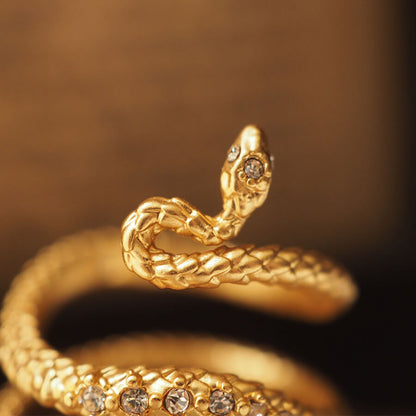 Vintage Jewelry Gold Snake Diamond Rings Earrings